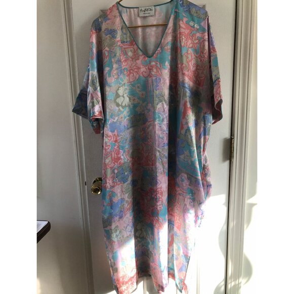 Vtg 1980's Mary McFadden Women's Lingerie Robe & Night Gown Set Abstract Pattern - Picture 4 of 10